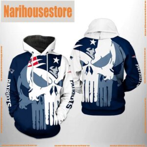 New England Patriots NFL Team Skull 3D Printed Hoodie Zipper Hoodie