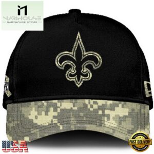 New Orleans Saints 2024 Salute to Service Club Black Camo Cap Gift For Veteran