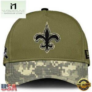 New Orleans Saints 2024 Salute to Service Club Green Camo Cap Gift For Veteran