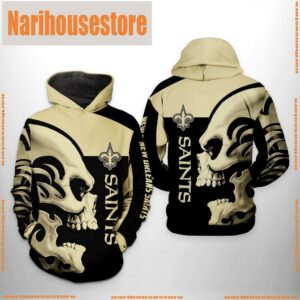 New Orleans Saints NFL Skull 3D Printed Hoodie Zipper Hoodie