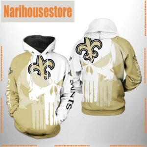 New Orleans Saints NFL Team Skull 3D Printed Hoodie Zipper Hoodie