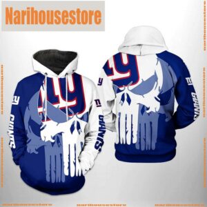 New York Giants NFL Team Skull 3D Printed Hoodie Zipper Hoodie