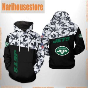New York Jets NFL Camo Veteran Team 3D Printed Hoodie Zipper Hoodie