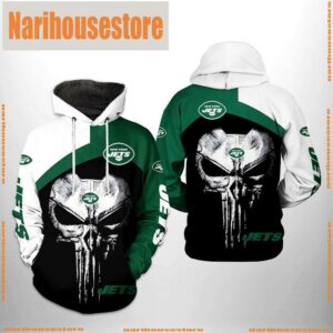 New York Jets NFL Skull Punisher Team 3D Printed Hoodie Zipper Hoodie