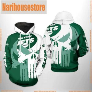 New York Jets NFL Team Skull 3D Printed Hoodie Zipper Hoodie