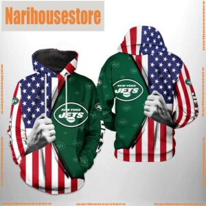 New York Jets NFL US Flag Team 3D Printed Hoodie Zipper Hoodie