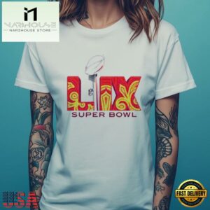 NFL 2025 Super Bowl LIX Football Logo White Color T Shirt