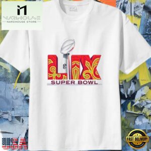 NFL 2025 Super Bowl LIX Football Logo White Color T Shirt
