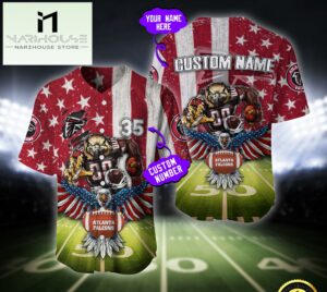NFL Atlanta Falcons Eagle US Flag x Veterans Custom Baseball Jersey