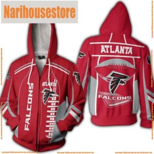 NFL Atlanta Falcons Zippered Hoodie 3D Hoodie 3D Hoodie For Men For Women