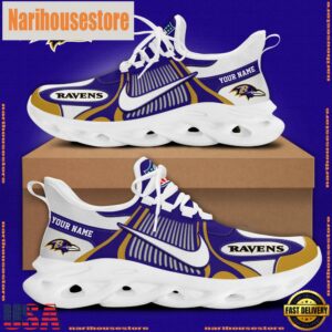 NFL Baltimore Ravens Blue White Stripes Logo Custom Clunky Max Soul Shoes