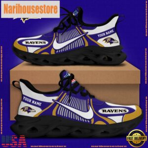NFL Baltimore Ravens Blue White Stripes Logo Custom Clunky Max Soul Shoes