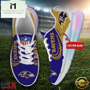 NFL Baltimore Ravens Custom Rainbow Atmospheric Cushion Running Shoes, Women's Sneaker