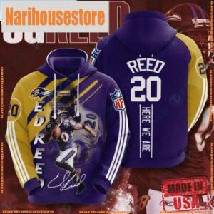 Nfl Baltimore Ravens Ed Reed Mens 3D Hoodies