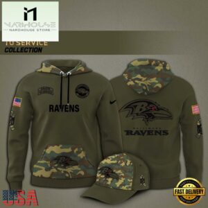NFL Baltimore Ravens Nike Arctic Camo 2024 Salute to Service Hoodie