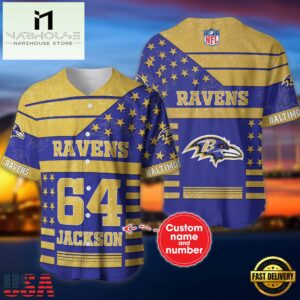 NFL Baltimore Ravens Personalized American Flag Baseball Jersey
