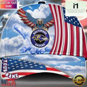 NFL Baltimore Ravens Special American Flag Veterans Custom Cap