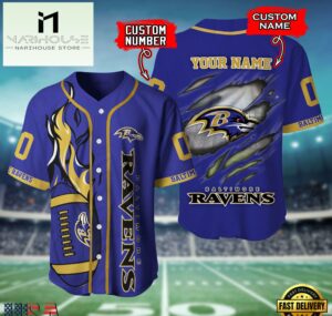 NFL Baltimore Ravens Team Logo Litmited Edition Baseball Jersey