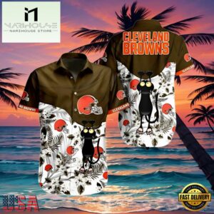 NFL Browns Hawaiian Shirt Cat Craze