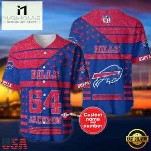 NFL Buffalo Bills Personalized American Flag Baseball Jersey