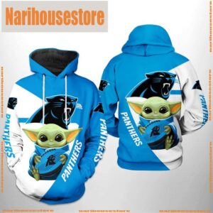 NFL Carolina Panthers Baby Yoda Team 3D Printed Hoodie Shirt