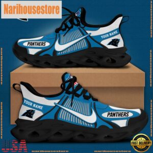 NFL Carolina Panthers Blue White Stripes Logo Custom Clunky Max Soul Shoes