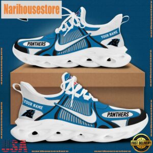 NFL Carolina Panthers Blue White Stripes Logo Custom Clunky Max Soul Shoes
