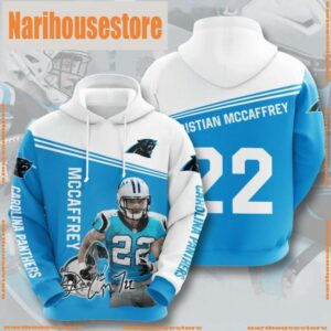 NFL Carolina Panthers Christian McCaffrey White Blue Light 3D Hoodie Shirt