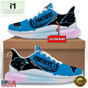 NFL Carolina Panthers Custom Rainbow Atmospheric Cushion Running Shoes, Women's Sneaker