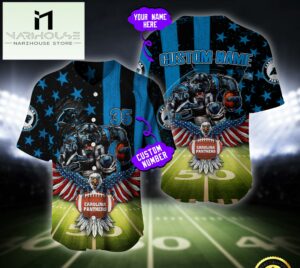 NFL Carolina Panthers Eagle US Flag x Veterans Custom Baseball Jersey
