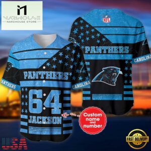 NFL Carolina Panthers Personalized American Flag Baseball Jersey