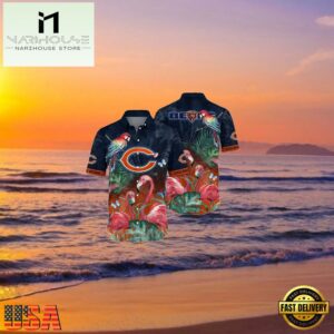 NFL Chicago Bears Hawaiian Shirt Mens Flamingo , Vintage Hawaiian Shirts 6 NFL Chicago Bears Hawaiian Shirt Mens Flamingo