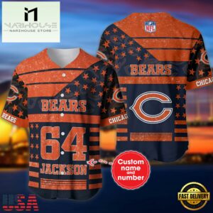 NFL Chicago Bears Personalized American Flag Baseball Jersey