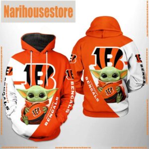 NFL Cincinnati Bengals Baby Yoda Team 3D Printed Hoodie Shirt
