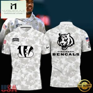 NFL Cincinnati Bengals Camo 2024 Salute to Service Polo Shirt