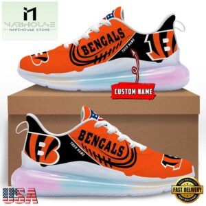 NFL Cincinnati Bengals Custom Rainbow Atmospheric Cushion Running Shoes, Women's Sneaker