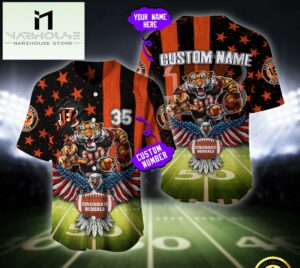 NFL Cincinnati Bengals Eagle US Flag x Veterans Custom Baseball Jersey