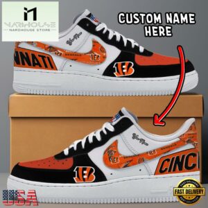 NFL Cincinnati Bengals Logo Team Design Custom Air Force 1 Shoes
