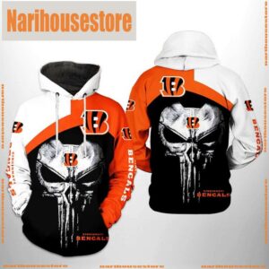 NFL Cincinnati Bengals Skull Punisher Team 3D Printed Hoodie Shirt