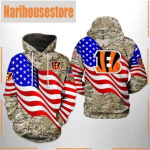 NFL Cincinnati Bengals US Flag Camo Veteran Team 3D Printed Hoodie Shirt