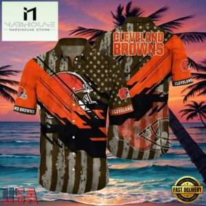 NFL Cleveland Brown Hawaiian Shirt Flag Wave