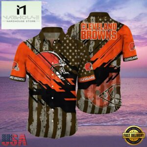 NFL Cleveland Brown Hawaiian Shirt Flag Wave