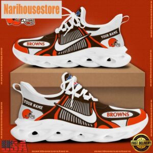 NFL Cleveland Browns Blue White Stripes Logo Custom Clunky Max Soul Shoes