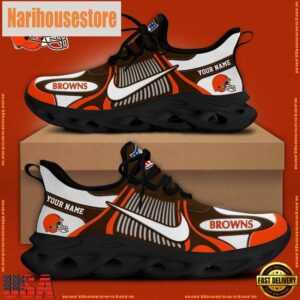 NFL Cleveland Browns Blue White Stripes Logo Custom Clunky Max Soul Shoes