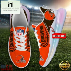 NFL Cleveland Browns Custom Rainbow Atmospheric Cushion Running Shoes, Women's Sneaker