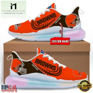 NFL Cleveland Browns Custom Rainbow Atmospheric Cushion Running Shoes, Women's Sneaker