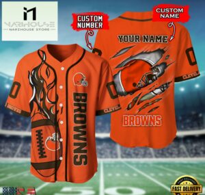 NFL Cleveland Browns Team Logo Litmited Edition Baseball Jersey