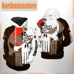 NFL Cleveland Browns Team Skull 3D Printed Hoodie Shirt
