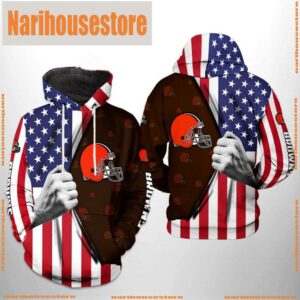 NFL Cleveland Browns US Flag Team 3D Printed Hoodie Shirt