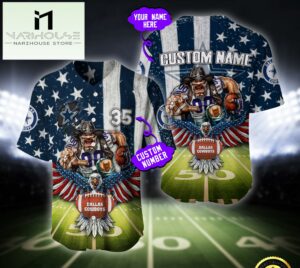 NFL Dallas Cowboys Eagle US Flag x Veterans Custom Baseball Jersey